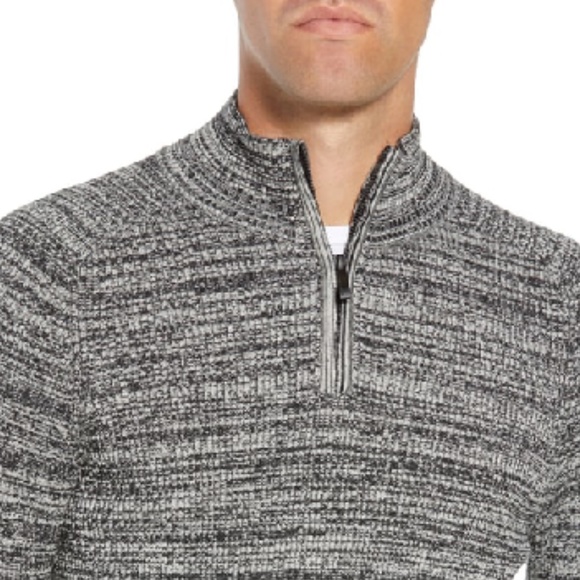 NEW Vince Camuto Quarter Zip Grey Black Sweater L - Picture 4 of 5